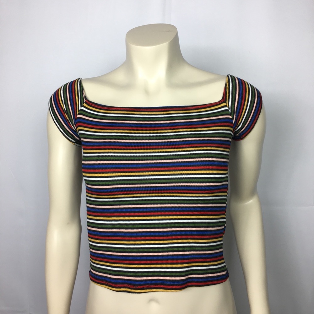 Urban Outfitters Crop Top Striped Off Shoulder S